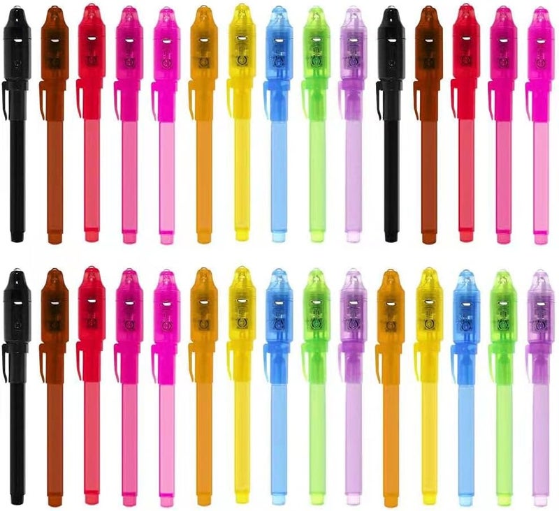 EODVICS Invisible Ink Pens with UV Light for Kids, 30Pcs Magic Spy Pen for Secret Message, Birthday Party, New Year Eve Party, Halloween, Valentine's Day, and Kids Christmas Goodies Bags Toy - Image 1